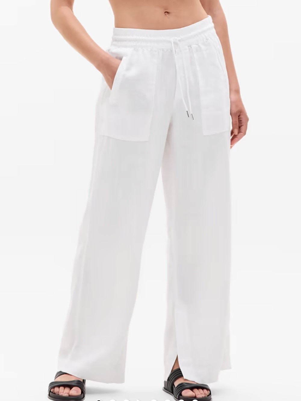 Athleta “Retreat” 100% Linen High-Rise Wide-leg Pants in White: Sz L